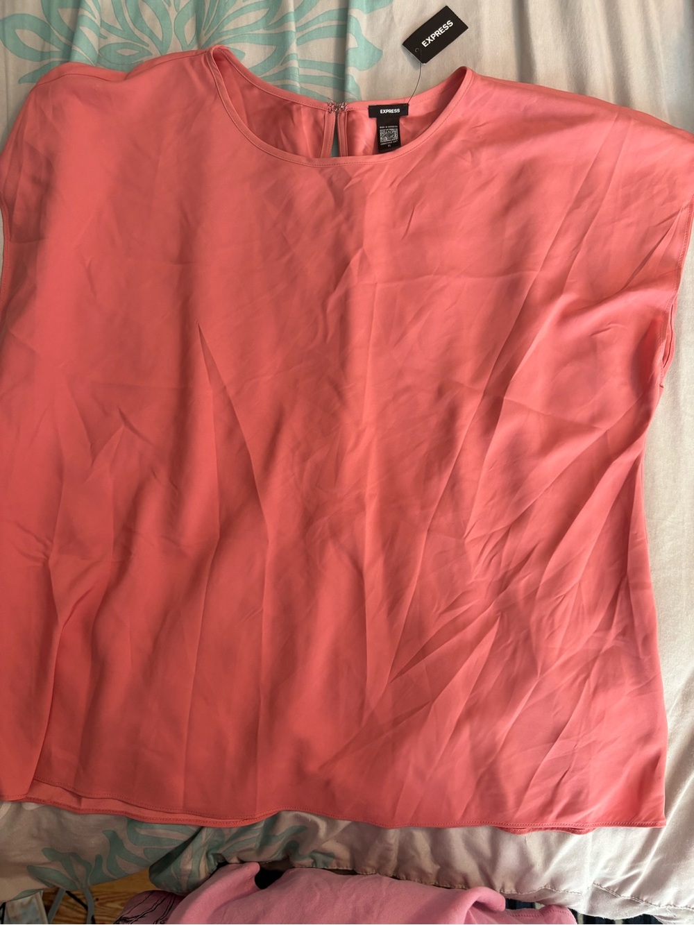 Express Coral-Pink Short-Sleeve Blouse